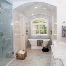 Custom Tile and Archway in Remodeled Master Bathroom