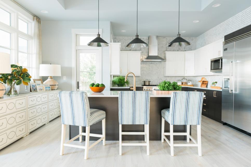 HGTV Dream Home 2016 Kitchen With Island, Pendant Lights and Dresser