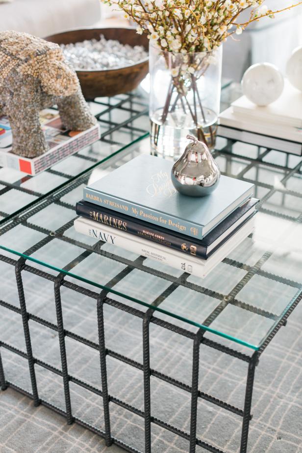 Closeup of Books and Decorative Accents on Coffee Table