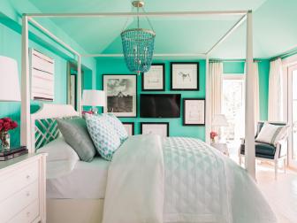 HGTV Dream Home 2016 Teal Master Bedroom With Beaded Chandelier
