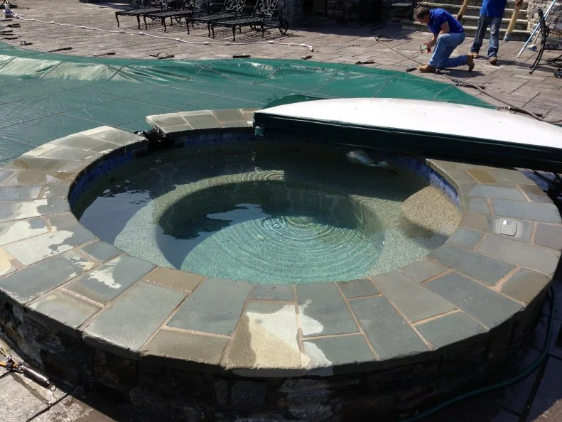 Spa with winter cover ready to put on