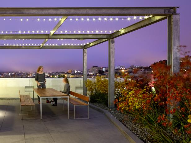 Urban Rooftop with LED Lights | HGTV
