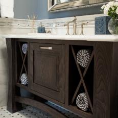 Powder Room Vanity With Open Storage for Towels