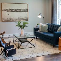 Vintage Sepia Photograph Adds Warmth to Modern Living Room