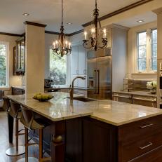 Open Contemporary Eat-In Kitchen With Large Island