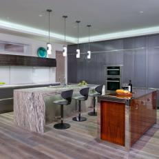 Sleek Contemporary Kitchen With Dual Islands