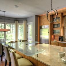Warm Contemporary Kitchen and Sunny Dining Area