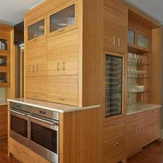 Contemporary Butler's Pantry With Wine Fridge