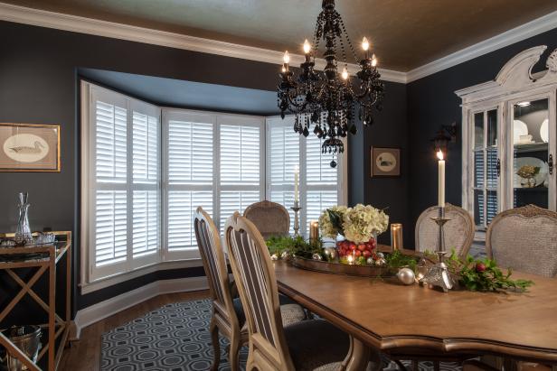 Traditional Dining Room With Bay Window and Ornate Chandelier | HGTV