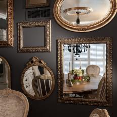 Mirror Gallery Wall in Traditional Gray Dining Room