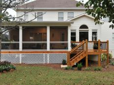 Traditional Screened Porch and Deck with Stairs