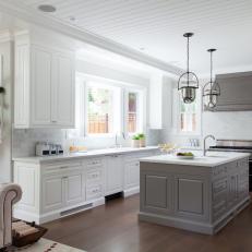 Transitional Gray and White Kitchen