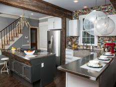 Contemporary Rustic Kitchen With Stainless Steel Countertops
