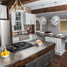 Open Floor Plan Kitchen Mixes Rustic, Modern Styles