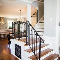 Stairway With Black Iron Railing