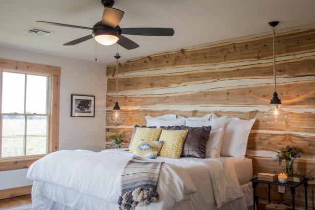 Repurposed Wood Wall in Master Bedroom 