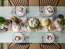 A symmetrical balance of form and color makes this table setting pop.