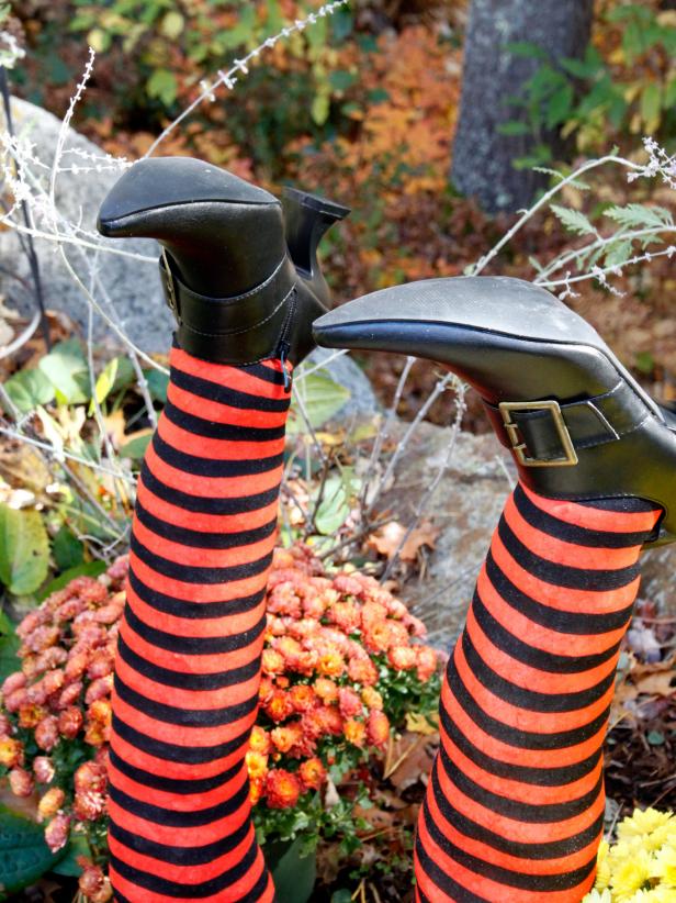 Easy Instructions to Make Halloween Witch Legs for the Garden | HGTV