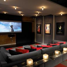 Gray Home Theater is Contemporary, Comfortable