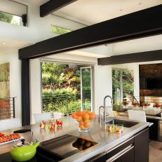 Contemporary Open Kitchen in Black-and-White Color Palette