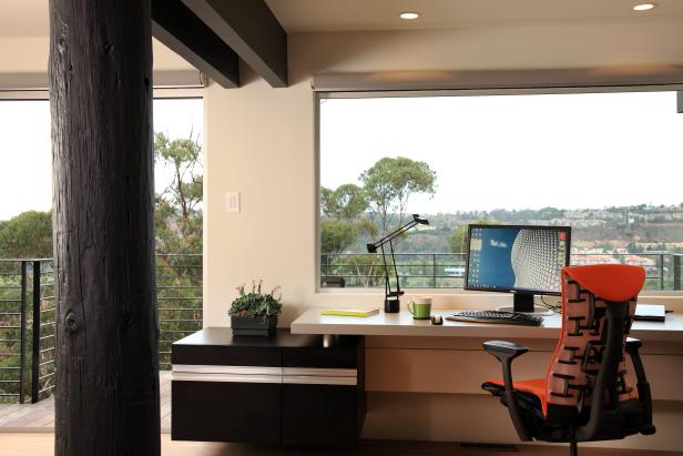 Contemporary Home Office With Floating Desk