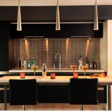 Black-and-White Contemporary Basement Kitchenette 