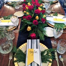 Dining Table Set for Holiday Party With Nautical-Themed Touches