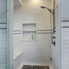 White, Traditional Shower with Dual Shower Heads