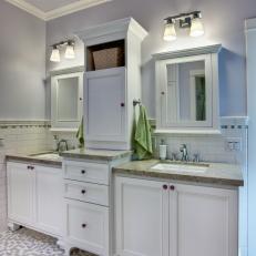 Blue-Gray Traditional Bathroom with Subway Tile