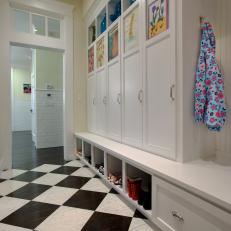 White, Traditional Mudroom with Ample Storage