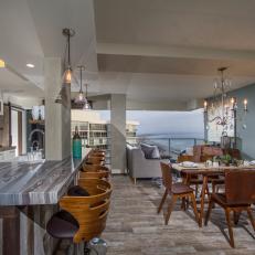 Rustic-Contemporary Breakfast Bar and Dining Room