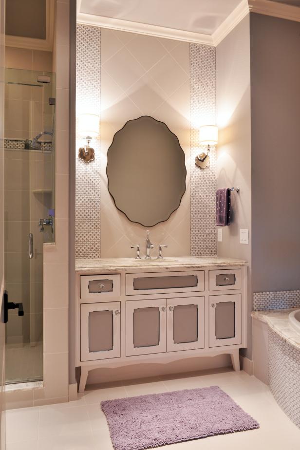  Gray  Girl s Bathroom  With Lovely Lavender  Accents HGTV