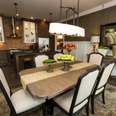 Open Concept Kitchen and Dining Area in Brown