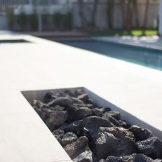 Modern Fire Pit Built Into Pool Deck