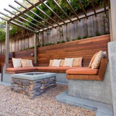 Contemporary Built-In Seating with Fire Pit