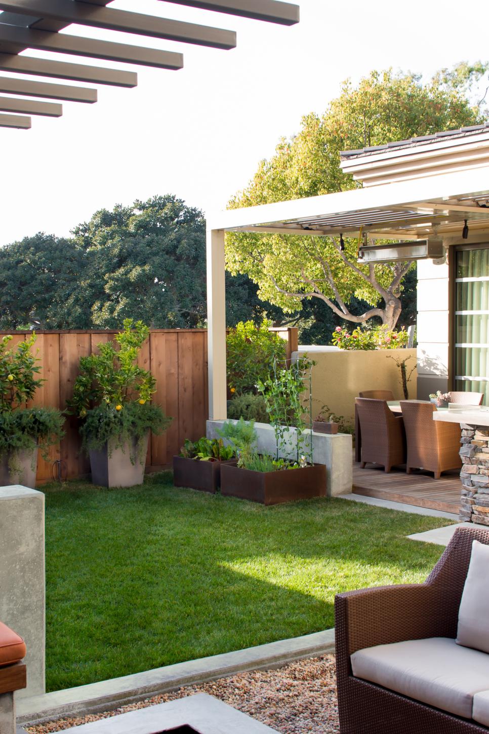 Planters in Contemporary California Backyard | HGTV