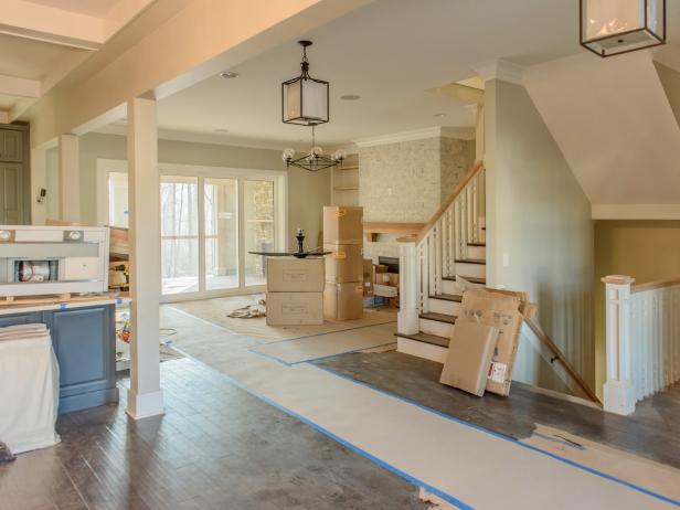 Construction is underway at the HGTV Smart Home 2016 in Raleigh, NC as final details are put into place before furniture arrives.