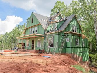Construction is underway at the HGTV Smart Home 2016 in Raleigh, NC as Simonton windows are installed.