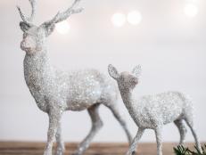 Glitter Deer and House Decoration