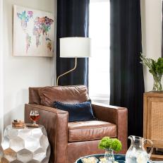 Leather Armchair Creates Cozy Corner in Living Room