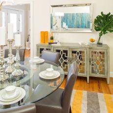 Metallic Accents Gleam in Stylish Dining Room