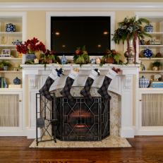 Traditional Mantel Trimmed With Natural, Classic Christmas Decor