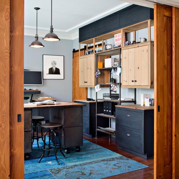 Blue Contemporary Home Office 