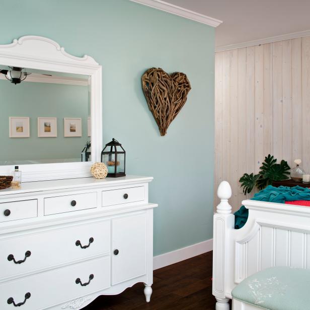 Light Turquoise Walls A Beautiful White Dresser And Vanity