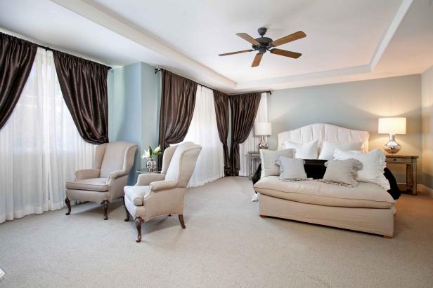 Traditional Master Bedroom With Gorgeous Brown Curtains Hgtv