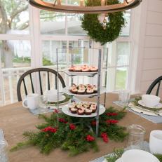 Three-Tier Centerpiece on Festive Dining Table in Kitchen