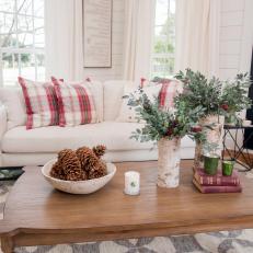 Coffee Table Adorned With Holiday Accents in Living Room