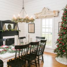 Festive Dining Room With Christmas Tree