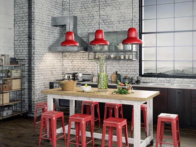 Industrial-Style Kitchen With Freestanding Island