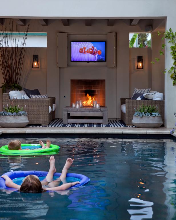 Pool and Outdoor Lounge With TV HGTV